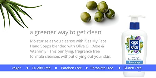 Kiss My Face Fragrance Free Liquid Hand Soap - Vegan and Cruelty Free Hand Wash Soap - 9 fl oz Bottle with Pump Dispenser (Fragrance Free, Pack of 6) Beauty & Personal Care Kiss My Face