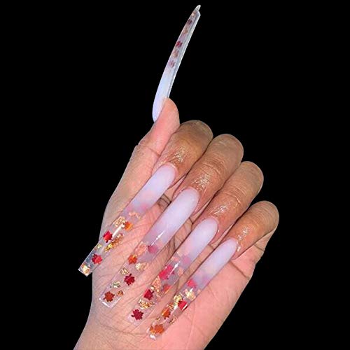 Yimart 100pcs White/Clear/Natural Extra Long Curve Nail Tip UV Gel French Acrylic False Nail Art Salon long Tips (Clear) Beauty & Personal Care Yimart