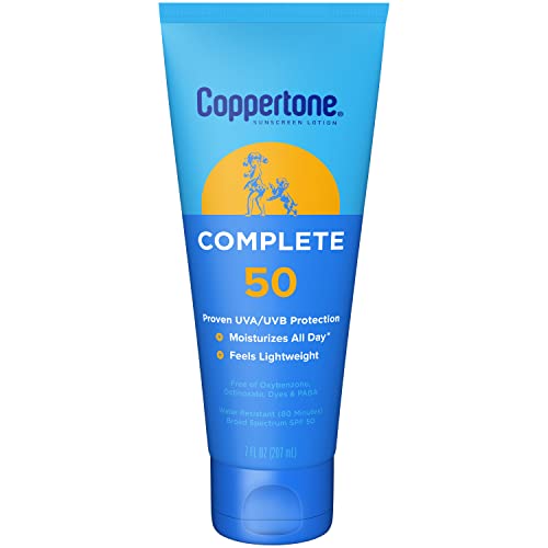 Coppertone Complete Sunscreen Lotion SPF 50, Face and Body Sunscreen, Lightweight, Water Resistant, 7 Fl Oz Beauty & Personal Care Coppertone