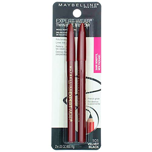 Myb Pncl Twin 01 Size 59tc Maybelline Expert Eyes Twin Brow & Eye Pencils Velvet Black .06 Oz Beauty & Personal Care MAYBELLINE