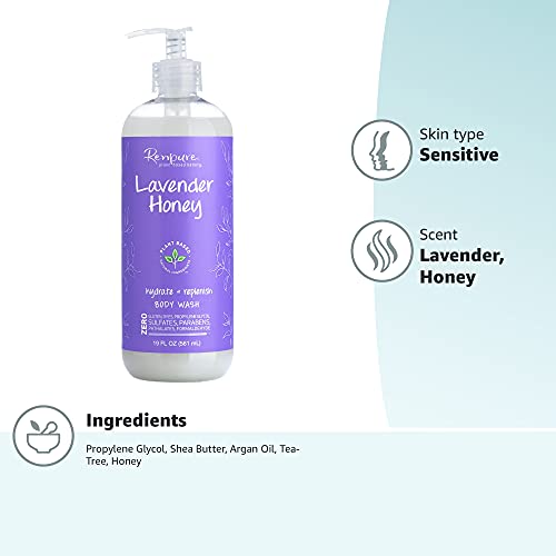 RENPURE Plant-Based Organic Natural Lavender Body Wash, Manuka Honey & Coconut Oil for Body - Sulfate Free, Moisturizing Shower Gel & Sensitive Skin Beauty & Personal Care RENPURE