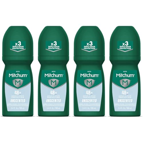 Mitchum Invisible Anti-Perspirant & Deodorant Roll-On, Unscented 3.4 oz (Pack of 4) Beauty and Personal Care Mitchum