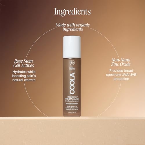 COOLA Organic Rosilliance BB Cream with SPF 30, Tinted Moisturizer Sunscreen & Foundation, Dermatologist Tested, Bronze Goddess, 1.5 Fl Oz Beauty & Personal Care COOLA