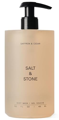 Salt & Stone Body Wash with Antioxidants for Deep Moisture | For Women & Men, Sulfate, Paraben, & Dye Free, Leaving Skin Soft and Hydrated | Saffron Beauty & Personal Care Salt & Stone