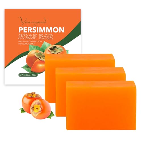 yoniagood 3 PCS Persimmon Soap Bar for Body Odor Control, Natural Refreshing Body Bar Soap for Old People Smell, Organic Deep Cleaning Body Face Wash Beauty & Personal Care yoniagood