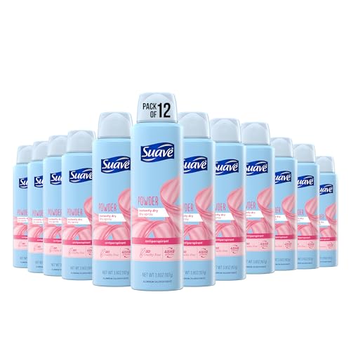 Suave Dry Spray Antiperspirant Deodorant For Quick and Easy Sweat Protection Powder Fresh 48 hour Protection 3.8 OZ, 12 Count Beauty and Personal Care Suave