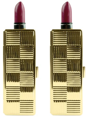 Stephanie Imports Set of 2 Rectangular Vintage Lipstick Cases With Glass Mirror (Gold Checker) Beauty & Personal Care Stephanie Imports