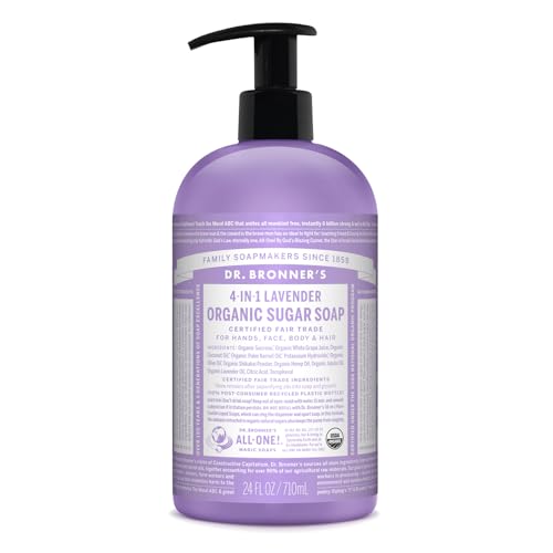 Dr. Bronner's - Organic Sugar Soap (Lavender, 24 Ounce) - Made with Organic Oils, Sugar and Shikakai Powder, 4-in-1 Uses: Hands, Body, Face and Hair Beauty & Personal Care Dr. Bronner's