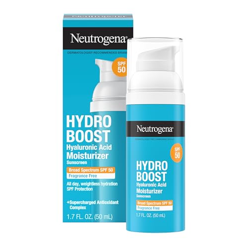 Neutrogena Hydro Boost Hyaluronic Acid Face Moisturizer with Broad Spectrum SPF 50 Sunscreen, Non-Greasy, Fragrance Free Daytime Facial Moisturizer Beauty & Personal Care Neutrogena