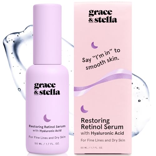 grace & stella Retinol Serum for Face with Hyaluronic Acid (50ml/1.7 fl oz) - Restoring Retinol Hyaluronic Acid Serum for Face to Reduce Fine Lines Beauty & Personal Care grace & stella