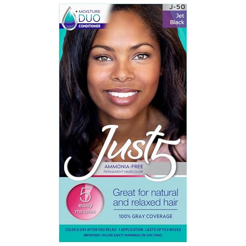 Just 5 Women's 5 Minute Permanent Hair Color with Conditioner, Grey Hair Coloring for Women - Jet Black Beauty & Personal Care Just 5