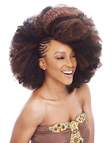 Janet Collection Synthetic Hair Braids Noir Afro Kinky Bulk 24" (6-Pack, 1B)