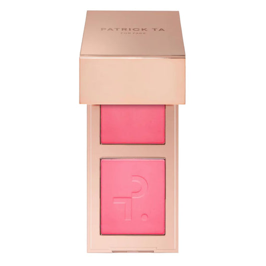 PATRICK TA Mini Major Headlines Double-Take Crème & Powder Blush Duo She’s That Girl Soft Pink, Long-Wearing Glow, 0.138 oz