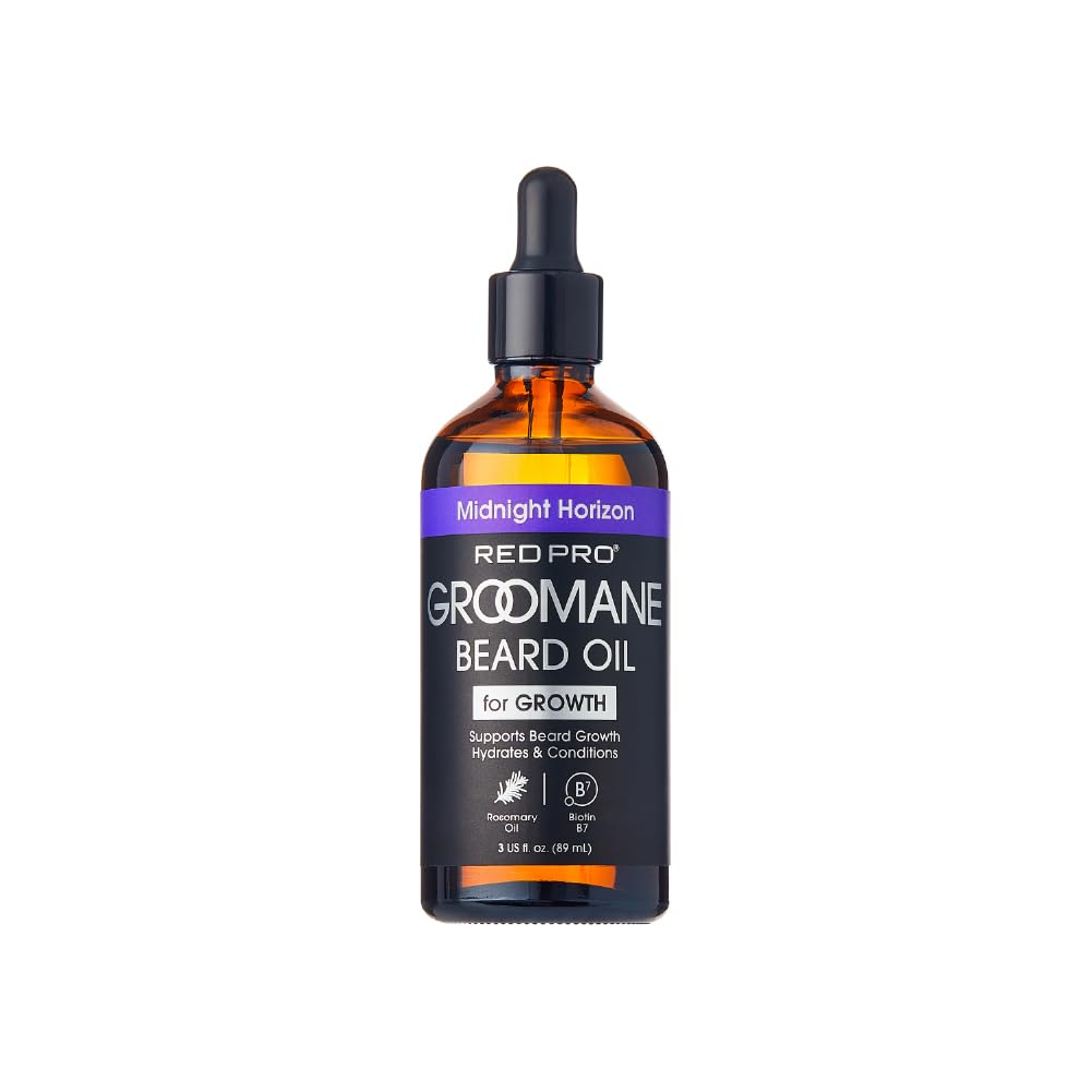 Red by Kiss Groomane Beard Oil, Rosemary Oil & Biotin, Promotes Full, Healthy Look Beard Strengthen Facial Hair, Reduces Breakage (3 fl.oz, Midnight Beauty and Personal Care Red by Kiss