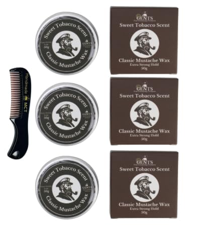 G.B.S Strong Hold Sweet Tobacco Mustache Wax, Easy Application, Restyleable, long lasting hold with Styling Comb (1.7 oz) (3 Pack, Sweet Tobacco) Beauty and Personal Care G.B.S