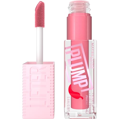 MAYBELLINE Lifter Gloss Lifter Plump, Plumping Lip Gloss with Chili Pepper and 5% Maxi-Lip, Blush Blaze, Sheer Pale Pink, 1 Count Beauty & Personal Care MAYBELLINE