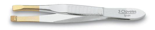 3 Claveles 12240 Straight Hair Tweezer, Gold Tip 8 cm Beauty and Personal Care 3 Claveles