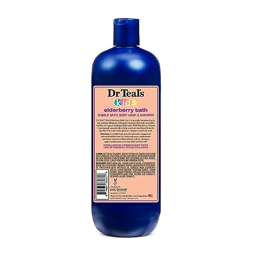 Dr Teal's Kids 3-in-1 Elderberry Bath: Bubble Bath, Body Wash & Shampoo, 20 fl oz. Beauty & Personal Care Dr Teal's