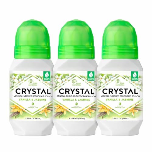 Crystal Mineral Deodorant Roll-On, 6.75 oz., 3 Pack, Vanilla & Jasmine Beauty and Personal Care Crystal Essence