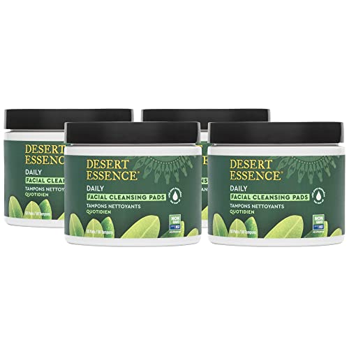 Desert Essene Daily Facial Cleansing Pads with Pure Australian Tea Tree, Witch Hazel, Calendula & Chamomile - Reduce Oil, Minimize Pores - Plant-Based Beauty & Personal Care Desert Essence