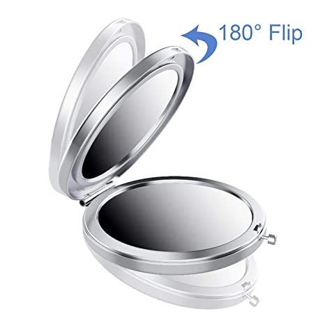 mpowtech Blue Magnifying Compact Mirror for Purse - 1x/2x Magnification Travel Makeup Mirror,Small Flower Pocket Mirrors,Handheld 2-Sided Portable Beauty & Personal Care mpowtech