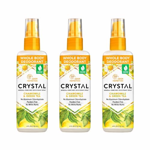 Crystal Deodorant Essence Spray 4 Ounce Chamomile/Green Tea, All Over Body Deodorant, (118ml) (3 Pack) Beauty and Personal Care Crystal Essence