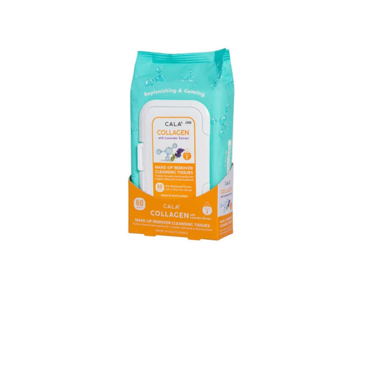 CALA Collagen Makeup Remover Cleansing Tissues, Waterproof Eye Makeup Wipes, Deep Cleansing Face Towelettes Leave Skin Soft Smooth Moisturized, Free