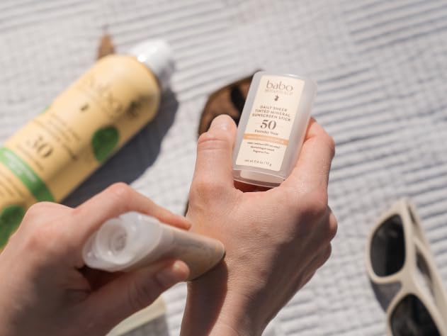 Babo Botanicals Daily Sheer Mineral Tinted Sunscreen Stick SPF50 - Natural Zinc Oxide - For Face - For all ages - EWG Verified - Water Resistant Beauty & Personal Care Babo Botanicals