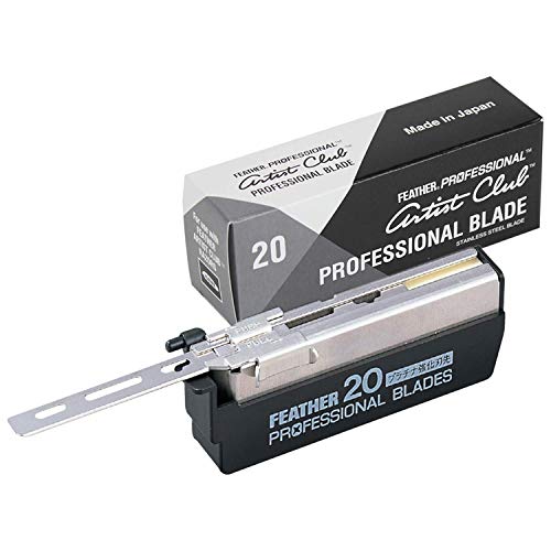 Feather Artist Club Professional Razor Blades - Single Straight Edge Replacement Blades for Full-Face Shaving, Beard Edging & Line-Ups - For Barbers Beauty and Personal Care Feather