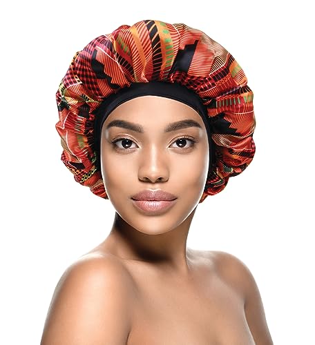 DONNA Fashion Satin Sleep Cap Bonnet for Women, Hair Shower Cap, Sleeping Hat, 1PC Ankara Pattern Multi Color Beauty and Personal Care DONNA