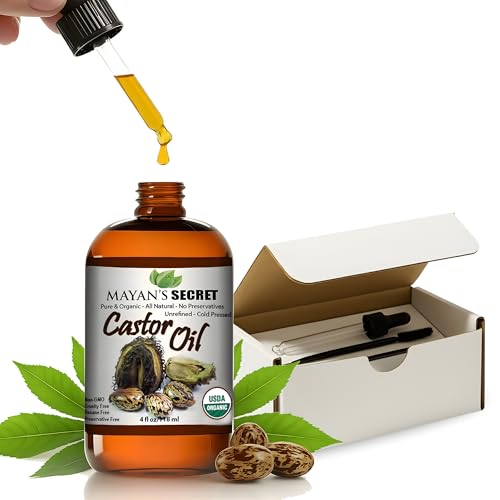 Mayan's Secret - Pure Cold-Pressed Castor Oil Organic Hexane-Free Unrefined 4 fl oz Glass Bottle - Natural Castor Oil for Hair Growth, Eyelashes Beauty & Personal Care Mayan's Secret