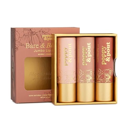 Poppy & Pout All Natural Lip Tints, Sustainable Cardboard Tubes, Hand-filled, Beeswax, Vitamin E, Coconut Oil, Cruelty Free (Bare & Beautiful Trio) Beauty and Personal Care Poppy & Pout