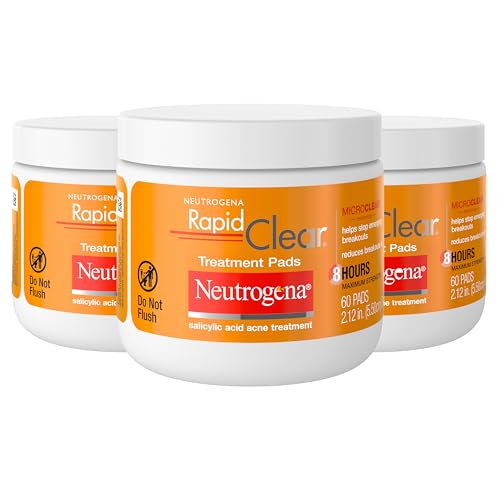 Neutrogena Rapid Clear Maximum Strength Acne Face Pads with 2% Salicylic Acid Acne Medication to Help Fight Breakouts, Oil-Free Facial Cleansing Pads Beauty & Personal Care Neutrogena