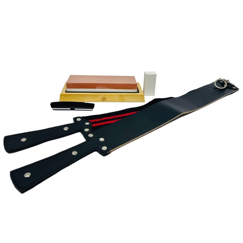 G.B.S Premium Whetstone Blade Sharpening Stone and G.B.S Leather Strop, Black with Red Strip Beauty and Personal Care G.B.S