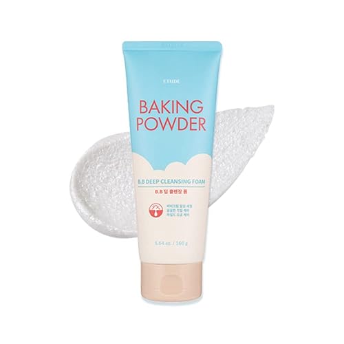 ETUDE Baking Powder B.B Deep Cleansing Foam, 2 in 1 Rice Bran + Baking Powder, Creamy Bubble + Scrub Exfoliate Skin, Fash Wash, Deep Cleanser Beauty & Personal Care ETUDE
