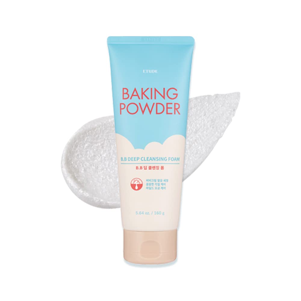 ETUDE Baking Powder B.B Deep Cleansing Foam, 2 in 1 Rice Bran + Baking Powder, Creamy Bubble + Scrub Exfoliate Skin, Fash Wash, Deep Cleanser Beauty & Personal Care ETUDE