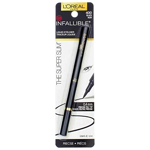 L'Oreal Paris Infallible Super Slim Liner, Black [400] 0.034 oz (Pack of 8)