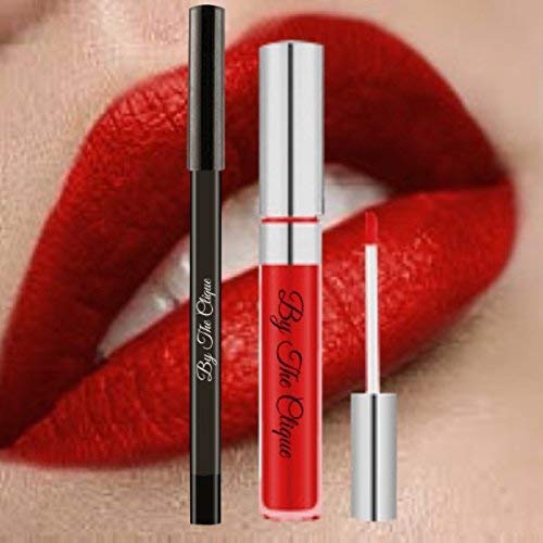By The Clique Premium Red Matte Lip Kit | Long Lasting Liquid Lipstick and Liner Set | Red Carpet Ready Beauty & Personal Care By The Clique