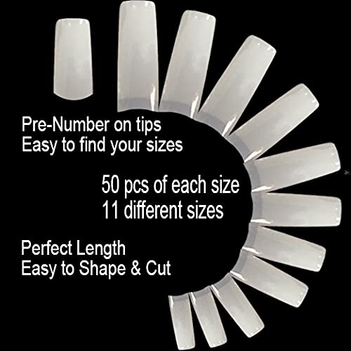 Vivace 2PACK Natural/Clear Half-moon 510 Artificial Fake Gel Nails (total 1020Tips) 11Sizes For Nail Salon Nail Shop 27010/27012 (Half-Moon) Beauty & Personal Care Vivace