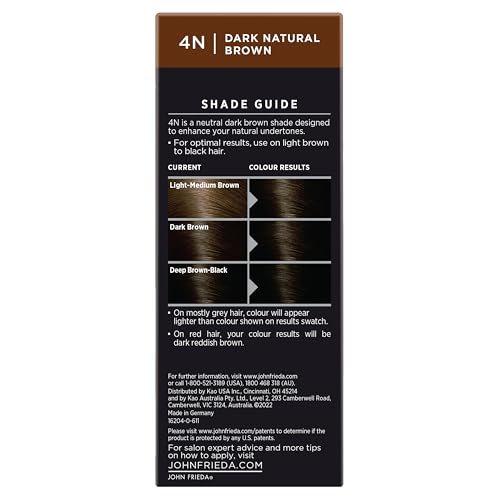 John Frieda Precision Foam Colour 4N Dark Natural Brown – Full-Coverage Hair Dye Kit with Anti-Fade Formula & Gray Coverage, 1 Application Beauty & Personal Care John Frieda