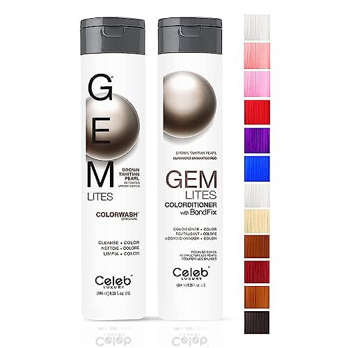 Celeb Luxury Gem Lites Duo Color Depositing Colorwash Shampoo & Conditioner Set + Bondfix Bond Rebuilder, Semi Permanent Hair Color, Vegan Hair Dye Beauty & Personal Care Celeb Luxury