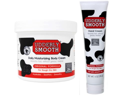 Udderly Smooth Hand Cream and Body Cream Bundle, Fast-Absorbing 24-Hour Moisturization, Original Formula for Rough Dry Skin, 4 oz Hand Cream + 10 oz Beauty & Personal Care UDDERLY SMOOTH