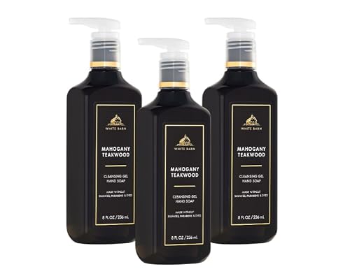 Bath & Body Works Mahogany Teakwood Gel Hand Soap 3 Pack, 8 fl oz Each - Gentle Clean with Vitamin E, Aloe, and Essential Oils Beauty & Personal Care Bath & Body Works