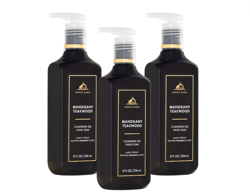 Bath & Body Works Mahogany Teakwood Gel Hand Soap 3 Pack, 8 fl oz Each - Gentle Clean with Vitamin E, Aloe, and Essential Oils Beauty & Personal Care Bath & Body Works