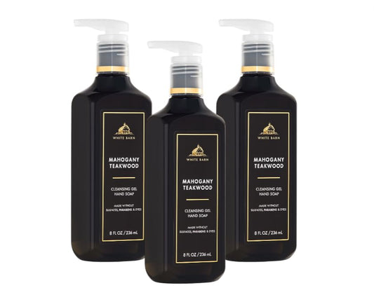 Bath & Body Works Mahogany Teakwood Gel Hand Soap 3 Pack, 8 fl oz Each - Gentle Clean with Vitamin E, Aloe, and Essential Oils Beauty & Personal Care Bath & Body Works