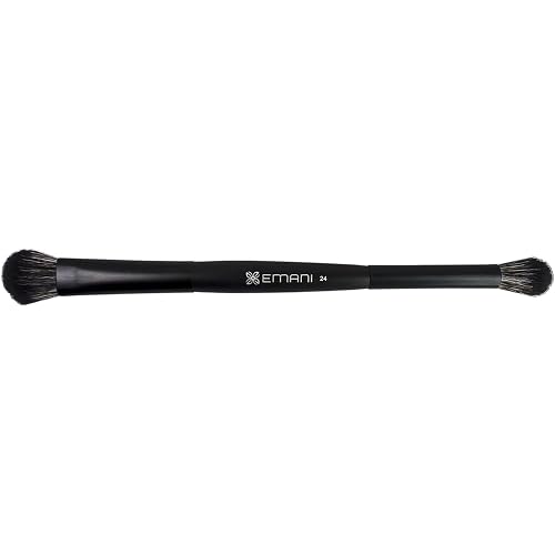 Emani Duo Shadow Blender Brush Double-Ended Makeup Brush - Fiber Bristles, Soft-Beveled Edges - 100% Vegan Beauty & Personal Care Emani