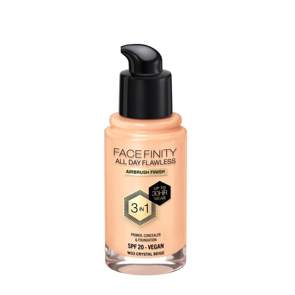 Max Factor Facefinity All Day Flawless 3 In 1 Foundation SPF 20, No. 33 Crystal Beige