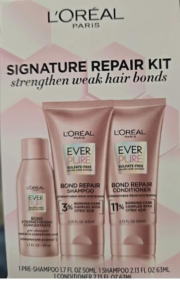 L'Oreal Paris EverPure Sulfate Free Bond Repair Shampoo and Conditioner 3 PC Set Beauty & Personal Care L'Oreal Paris