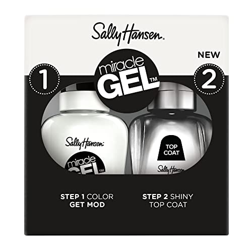 Sally Hansen Miracle Gel™, Get Mod and Shiny Top Coat Duo, Long Lasting, Gel-Like Formula, No UV Lamp Needed, Nail Polish Duo Beauty & Personal Care Sally Hansen