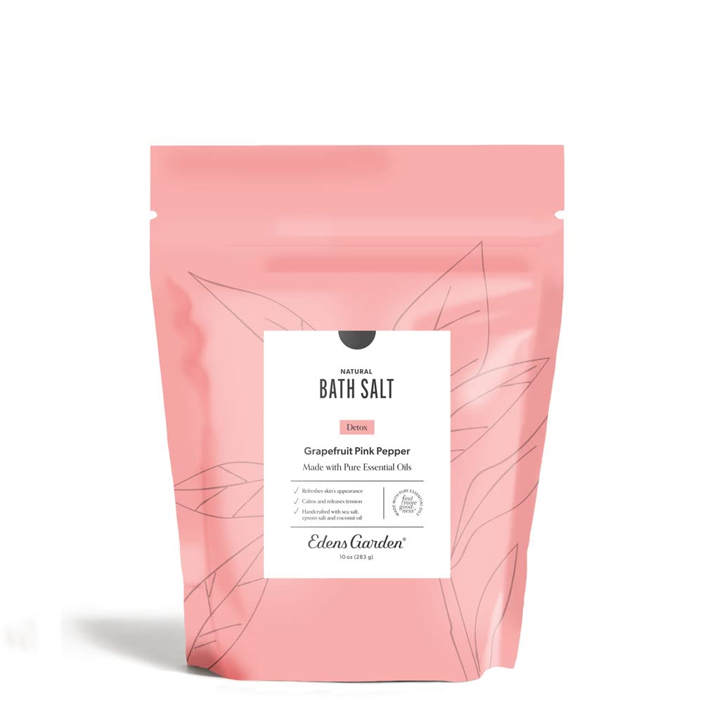Edens Garden Natural Detox Bath Salt Soak - Grapefruit Pink Pepper Blend with Pure Essential Oils, Epsom, Dead Sea Salt & Magnesium - for Body Beauty and Personal Care Edens Garden